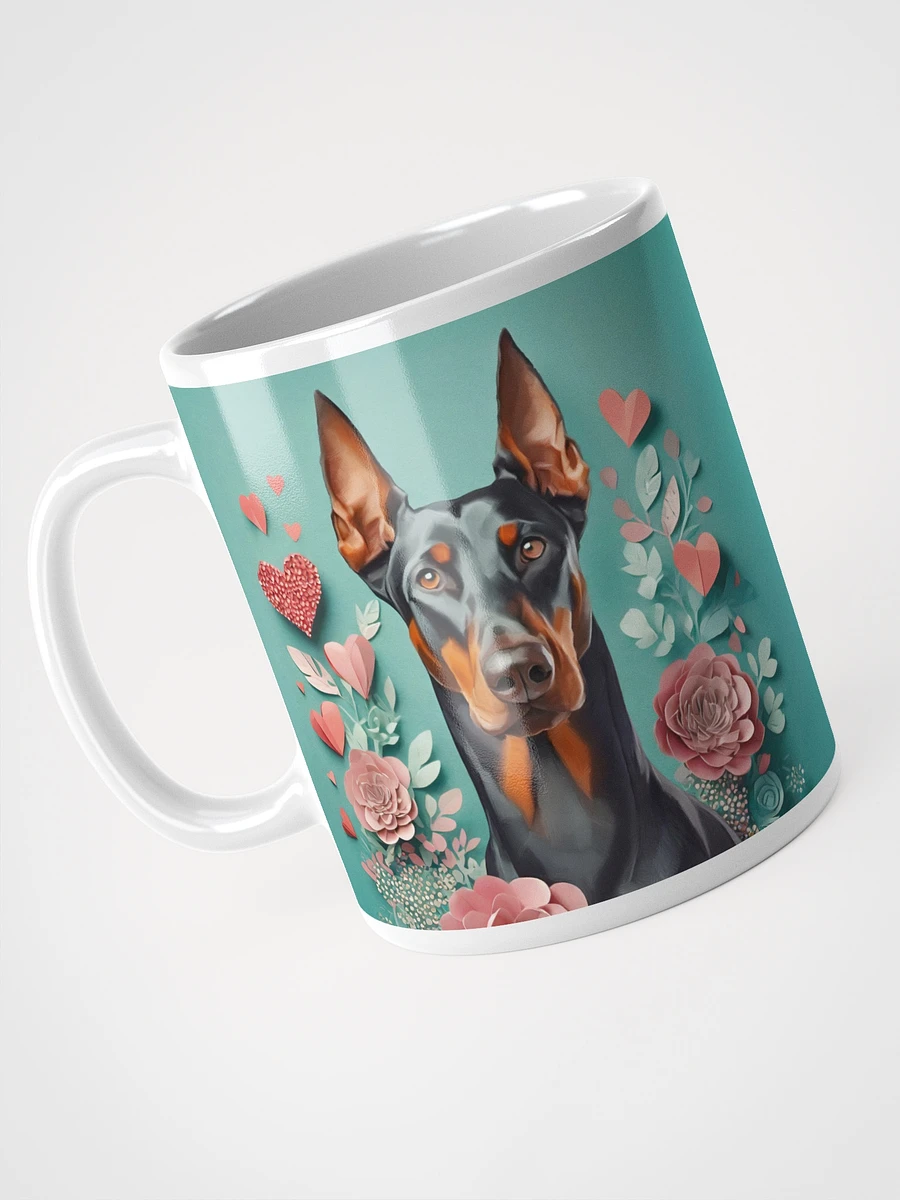 Doberman and paper flowers Ceramic Mug product image (6)