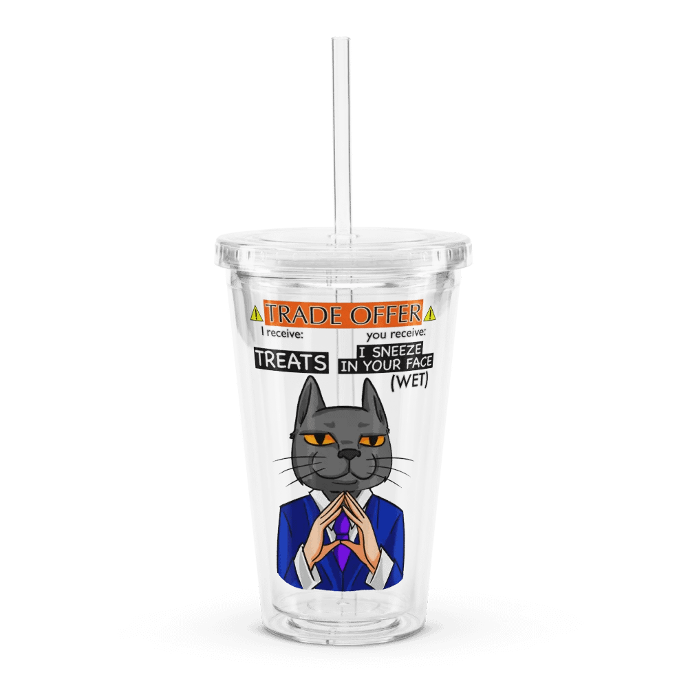 Trade Offer Human-Cat Meme Clear Plastic Tumbler product image (1)