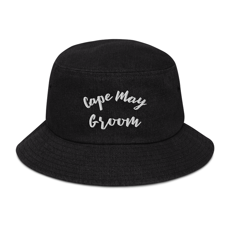 Cape May NJ Groom Embroidered Denim Bucket Hat
