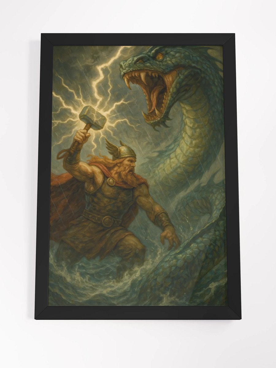 Thor vs Jormungandr Wood Matte Poster product image (8)