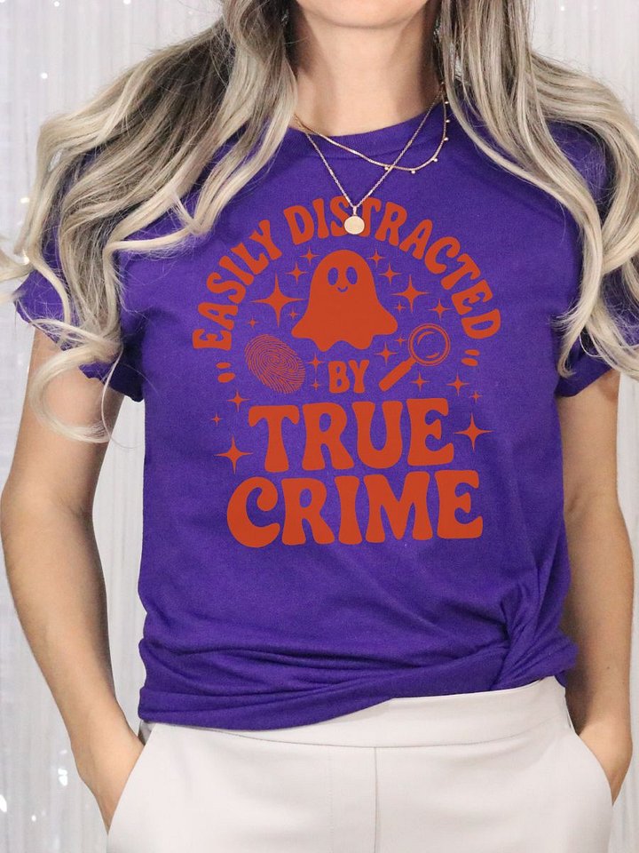 Easily Distracted by True Crime Halloween Spooky Ghost T-Shirt product image (72)