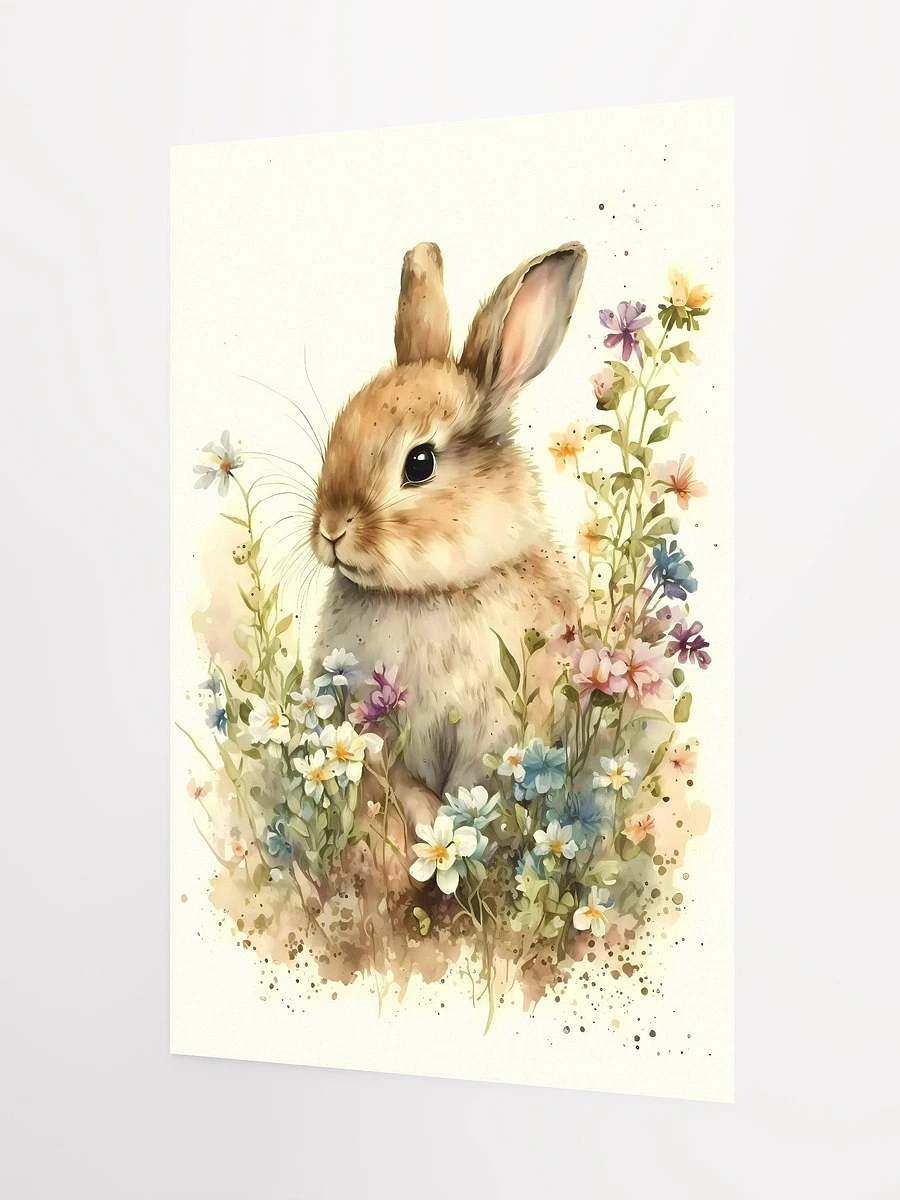 Spring Meadow Bunny Poster: Whimsical Rabbit & Wildflower Watercolor Art Matte Poster product image (5)