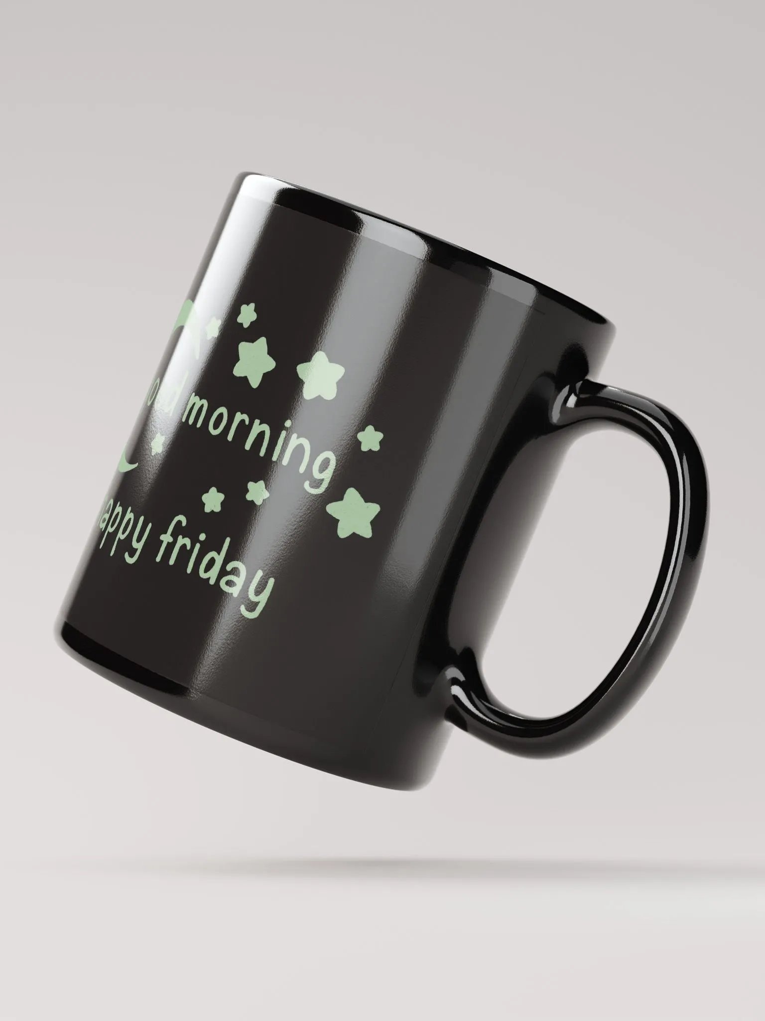 "Good Morning Happy Friday" Black Gloss Mug product image (3)