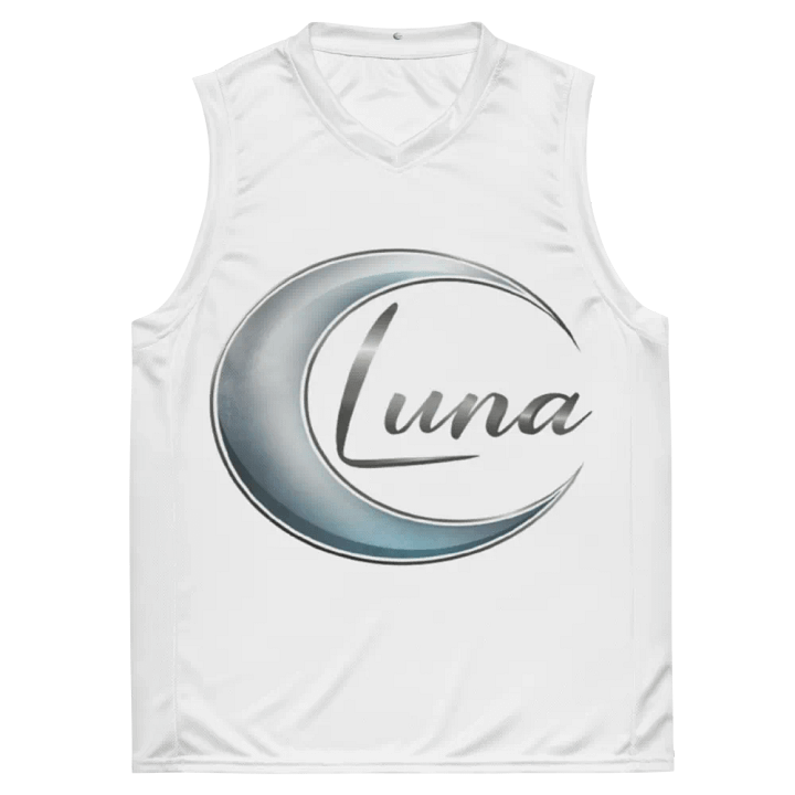 Luna Script Unisex White Basketball Jersey product image (2)