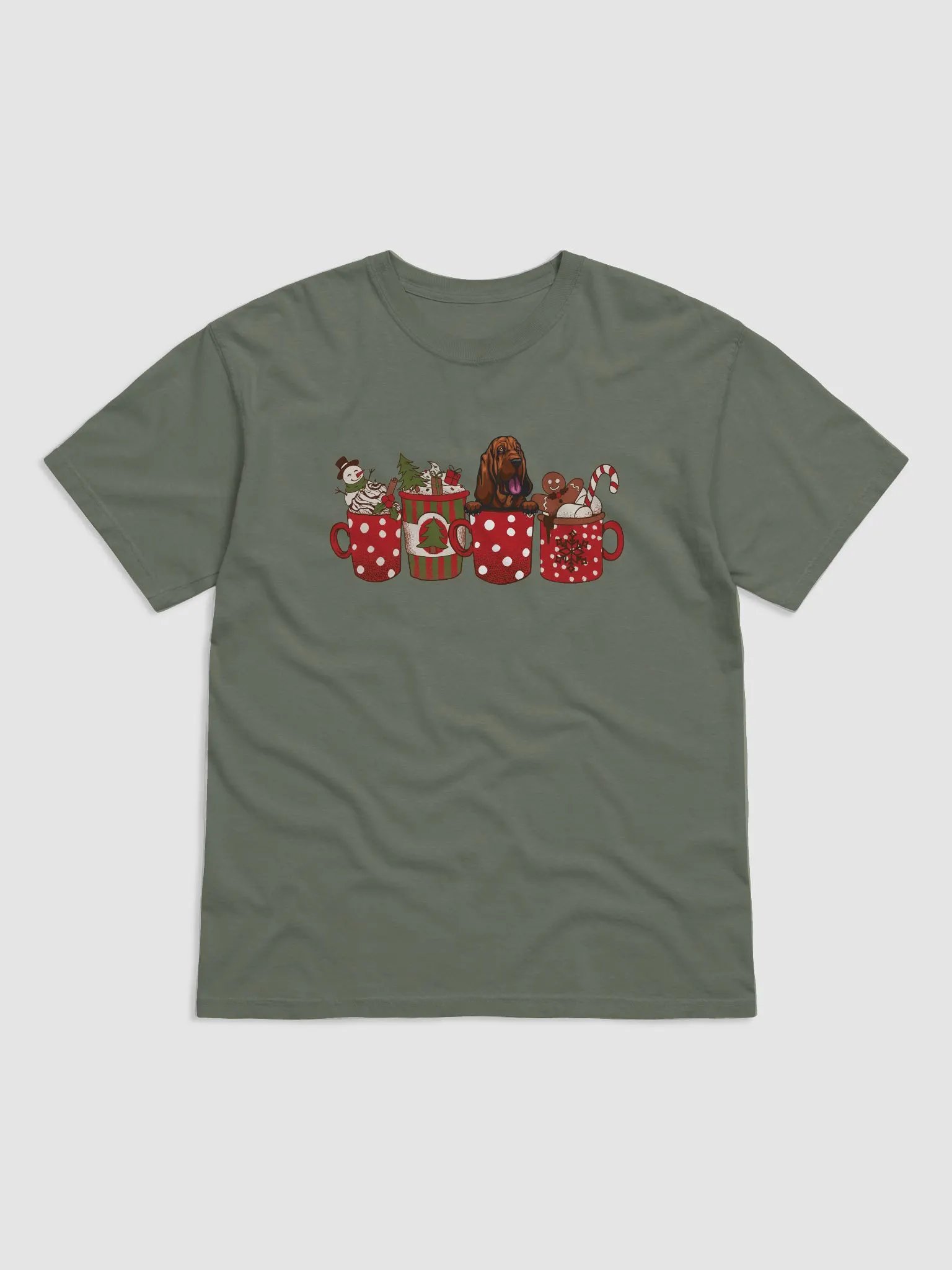 Cute Bloodhound in a Christmas Cup T-Shirt | Funny Christmas Pup in a Cup product image (19)
