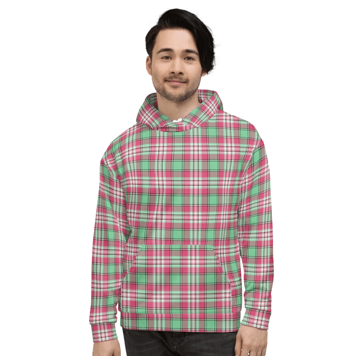 Mint Green and Pink Plaid Hoodie product image (2)