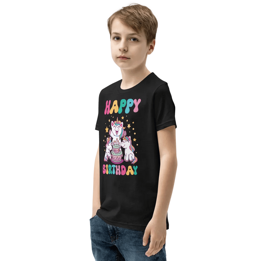 Happy Birthday (Unicorns With Birthday Cake) T-Shirt For Kids product image (3)