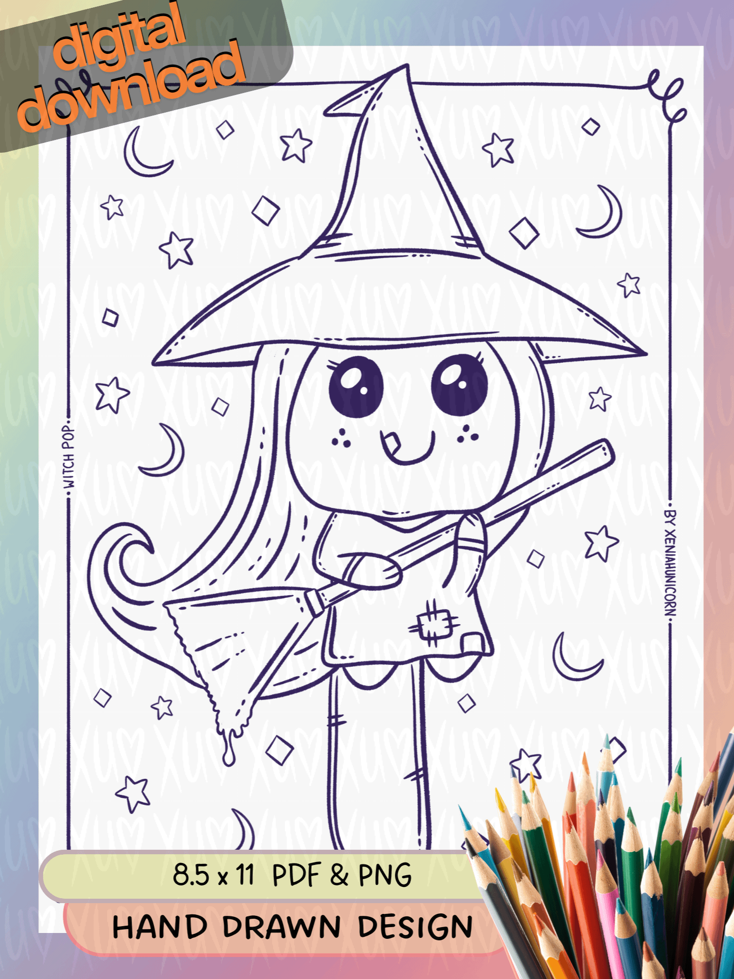 Witch Pop – Summerween Scream – Spooky-Sweet Coloring Page product image (1)