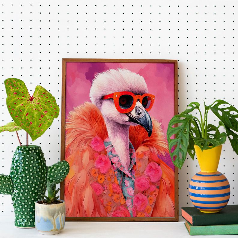 Anthropomorphic Flamingo in Orange Fur Funky Animal Portrait product image (18)