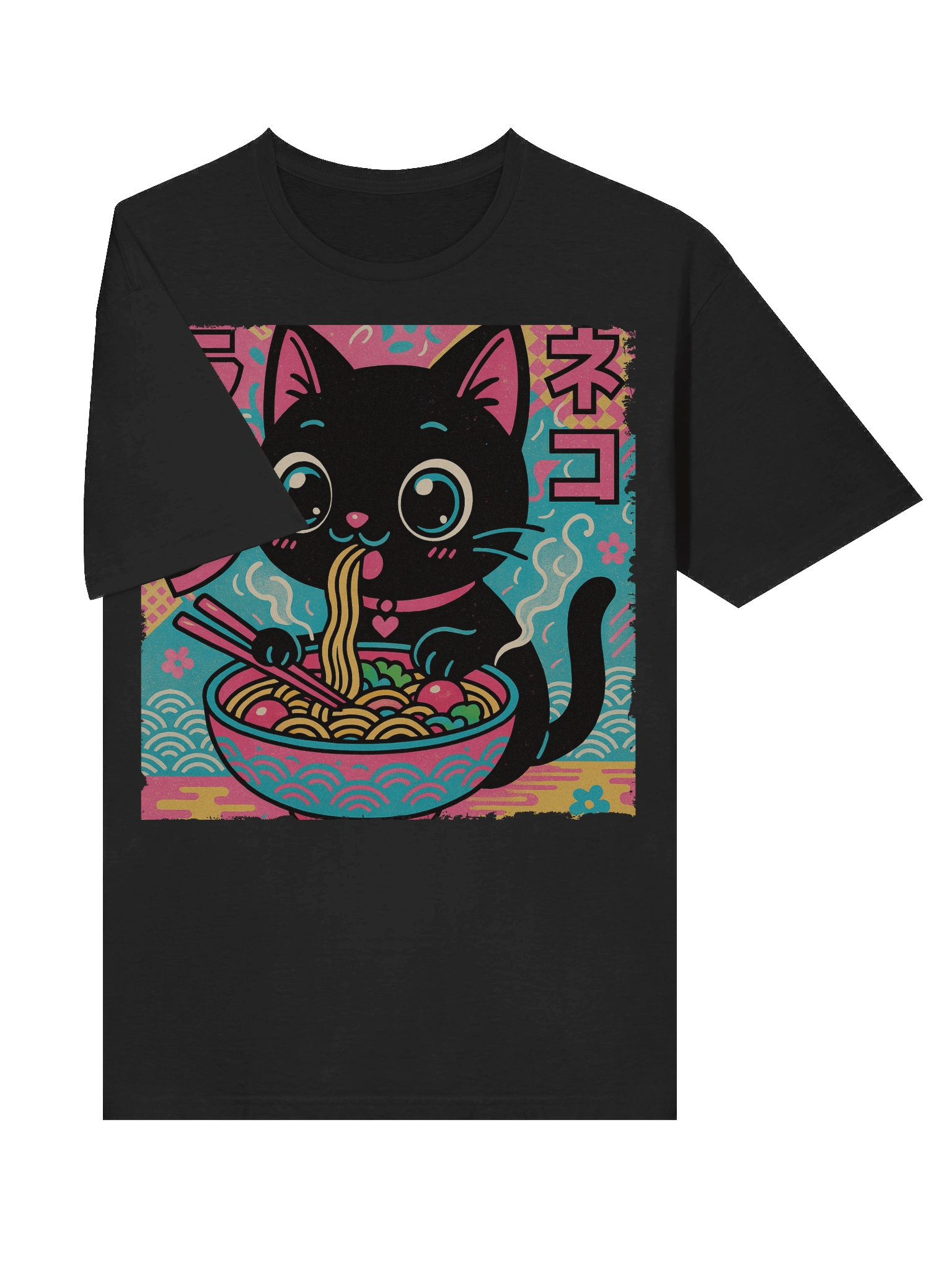 Ramen-Loving Cat Kawaii Anime T-Shirt product image (33)