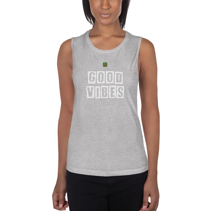 Good Vibes Ladies Vest Top White Lettering product image (13)