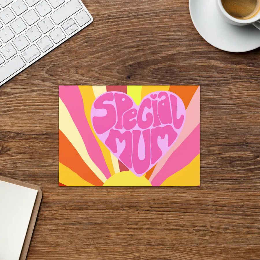 Special Mum pink retro landscape greetings card product image (11)