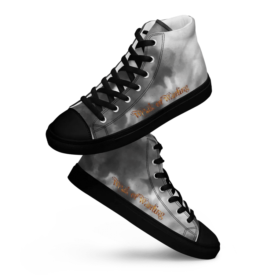 Weak Of Wanting Men's High Top Canvas Fire Logo Grey Sky Shoes product image (8)