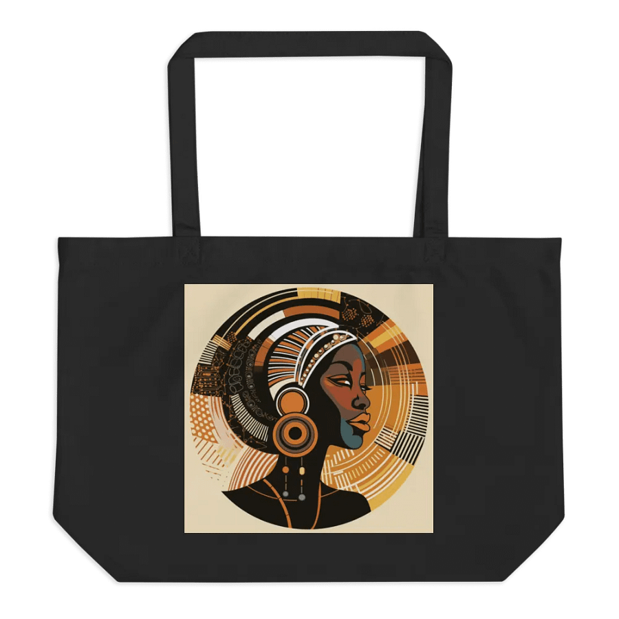 African Queen Tote Bag, Ethnic Art, Elegant Black Shopper, Reusable Grocery Bag, Unique Gift Idea, Fashion Accessory product image (2)