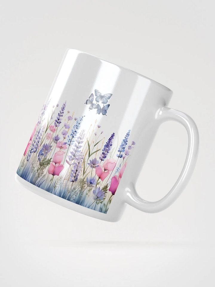 Pastel Wildflower and Blue Butterflies White Mug product image (2)