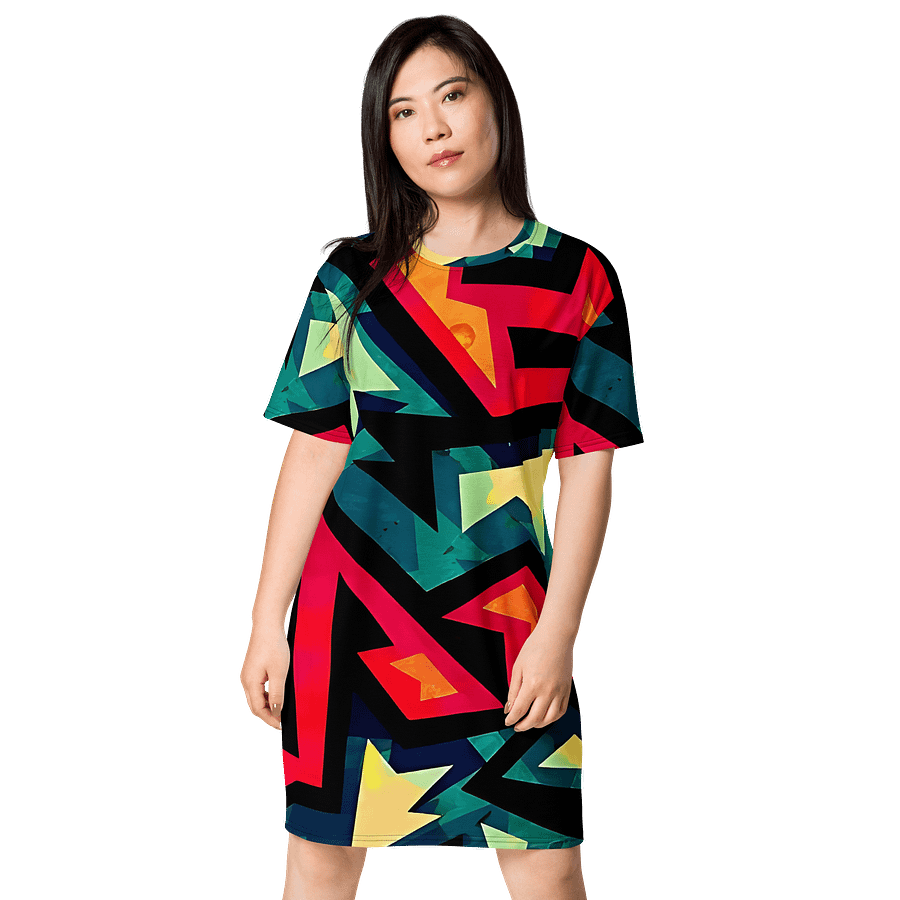 Dynamic Geometric Vibes T-Shirt Dress product image (1)