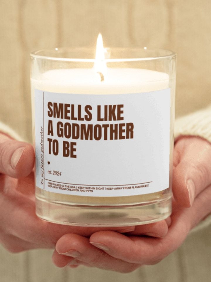 Simple elegant godmother proposal candle product image (1)