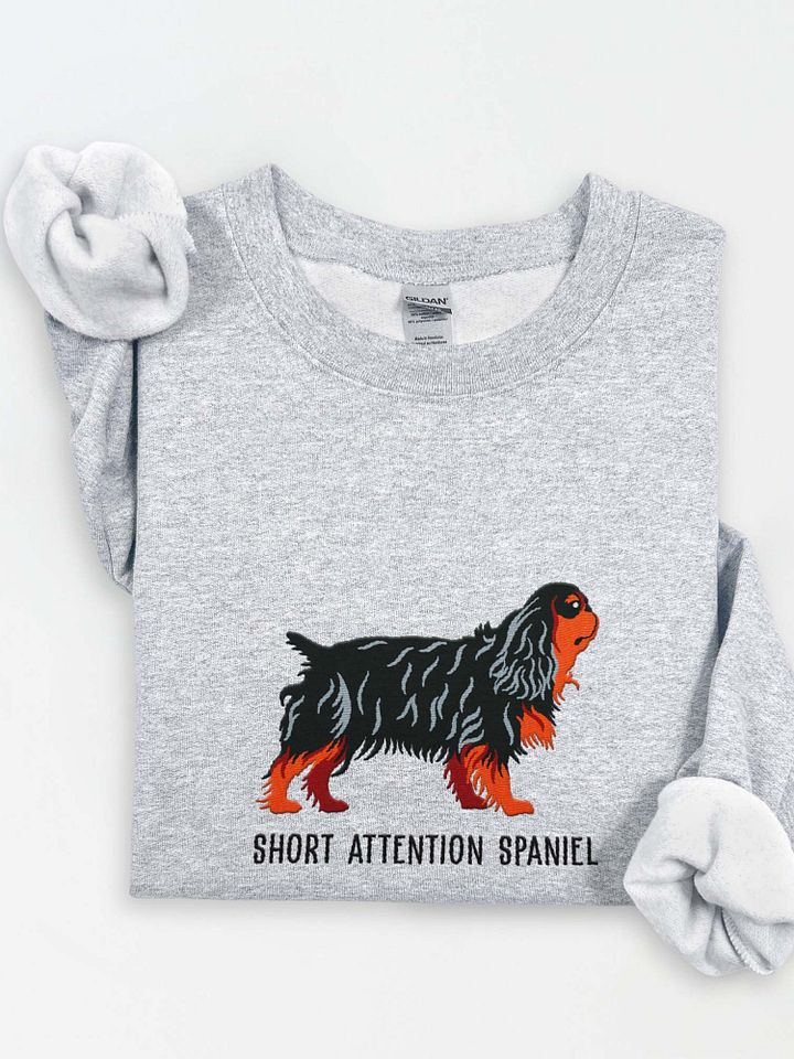 Short Attention Spaniel Sweatshirt (Embroidered) of an English Toy Spaniel(Black & Tan) product image (1)