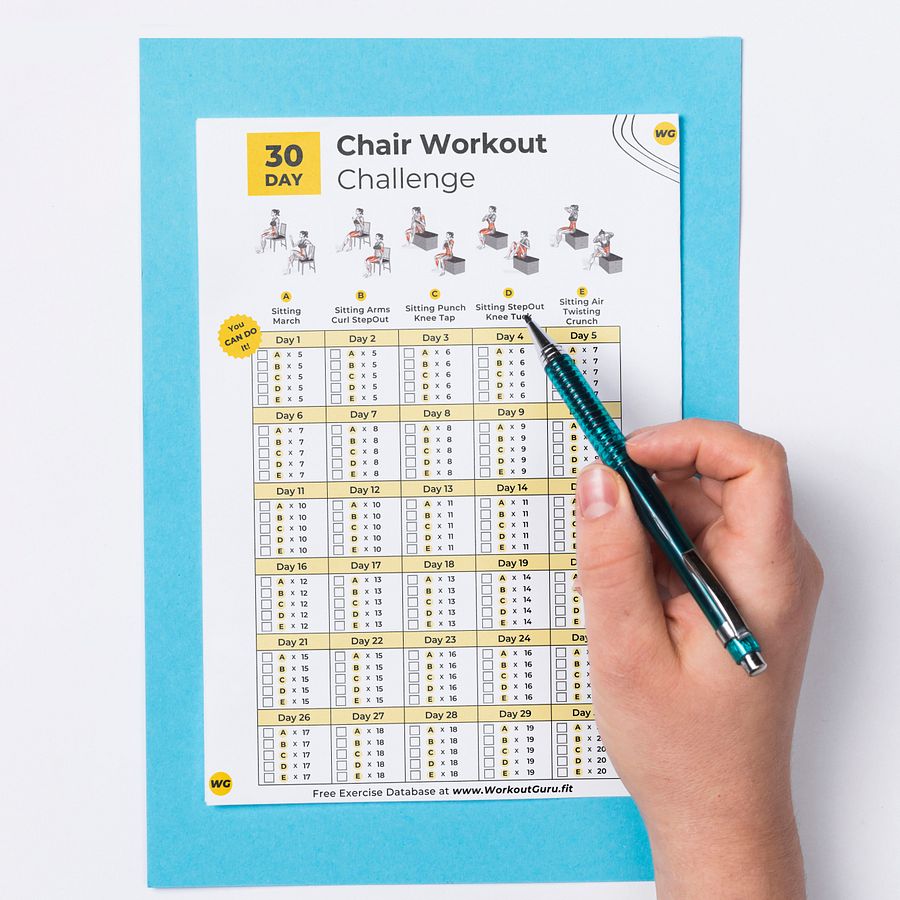 30 Day Chair Workout Challenge - Printable Workout Tracker product image (2)