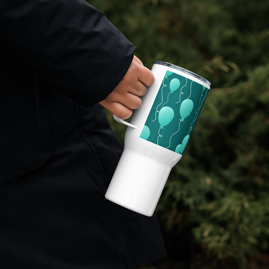 Party Time! Teal Balloon Stainless Steel Travel Mug with Handle product image (6)