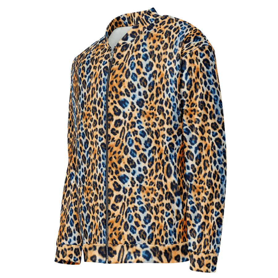 Blue Brown Leopard Bomber Jacket product image (3)