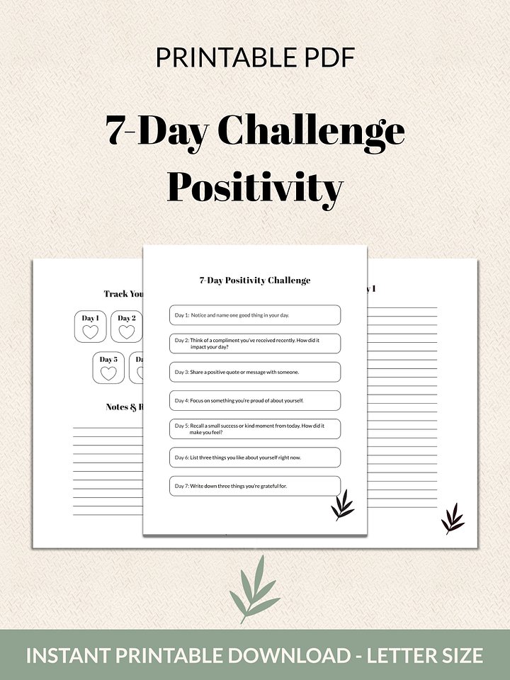 7-Day Positivity Challenge Printable product image (2)