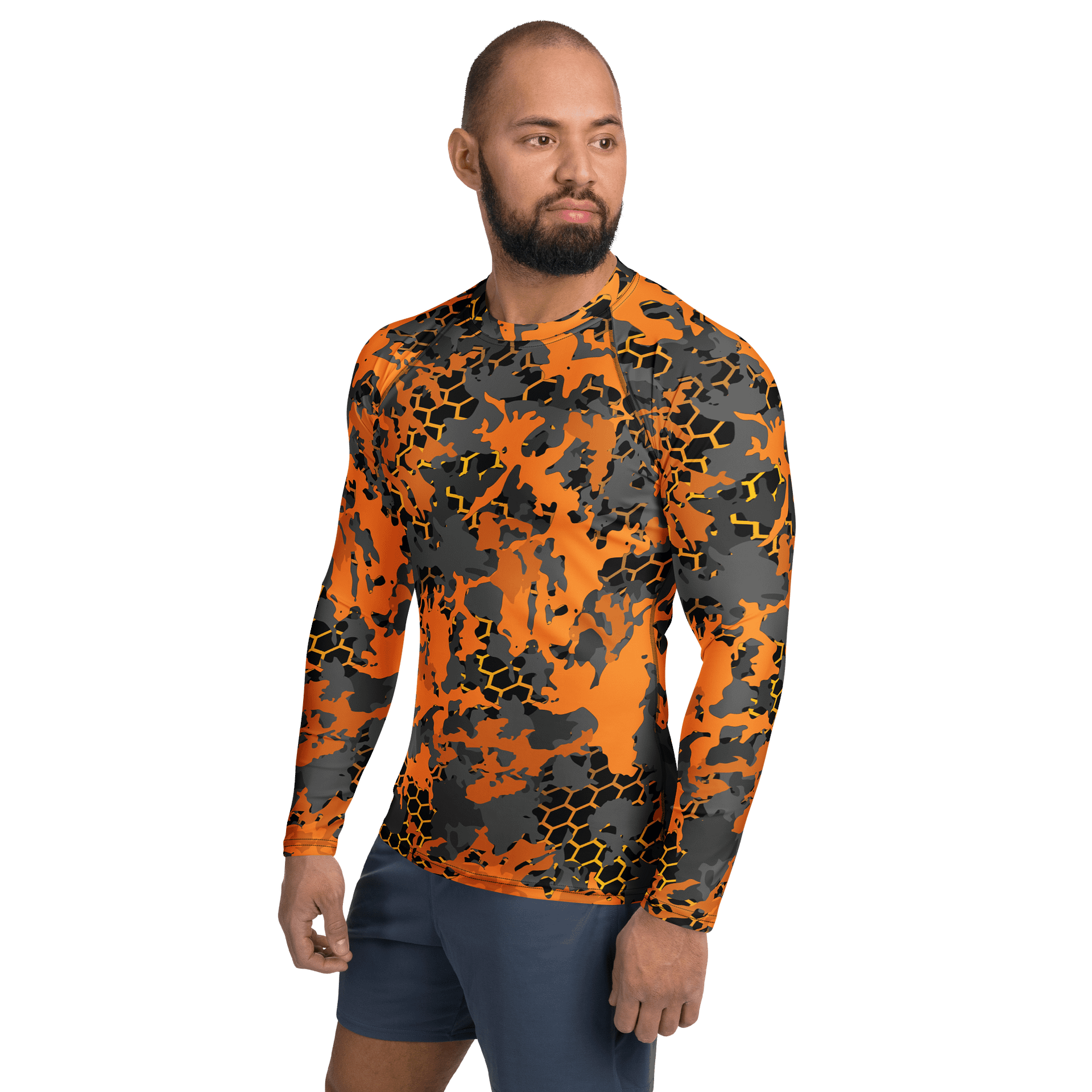Orange Camo Hexagon Rash Guard product image (3)