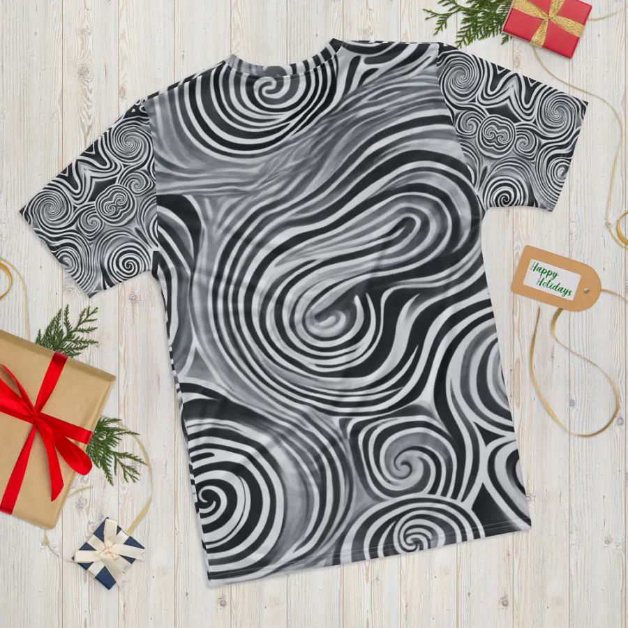 Funky Black and White Noir Liquid Tie-Dye Men's T-shirt product image (6)