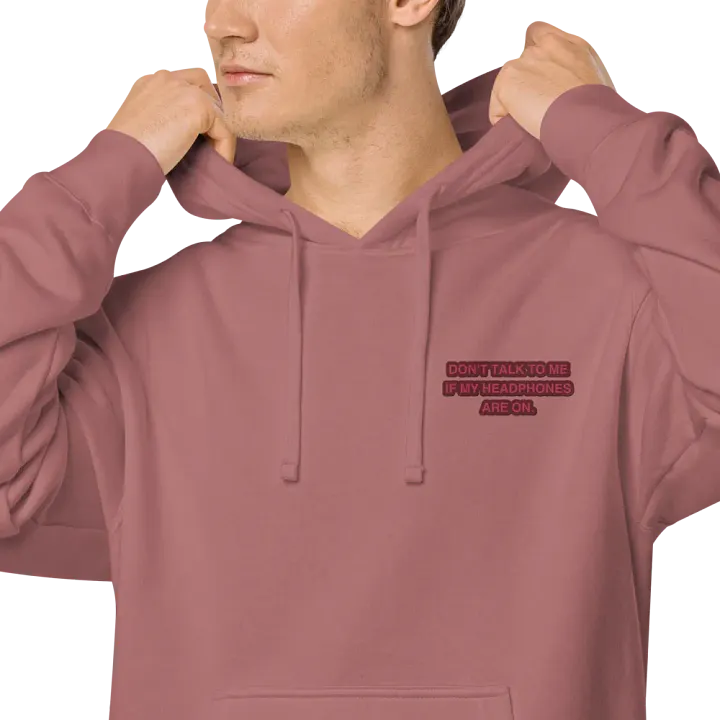 L.C. HEADPHONES ON (rose design) embroidered pigment hoodie product image (1)