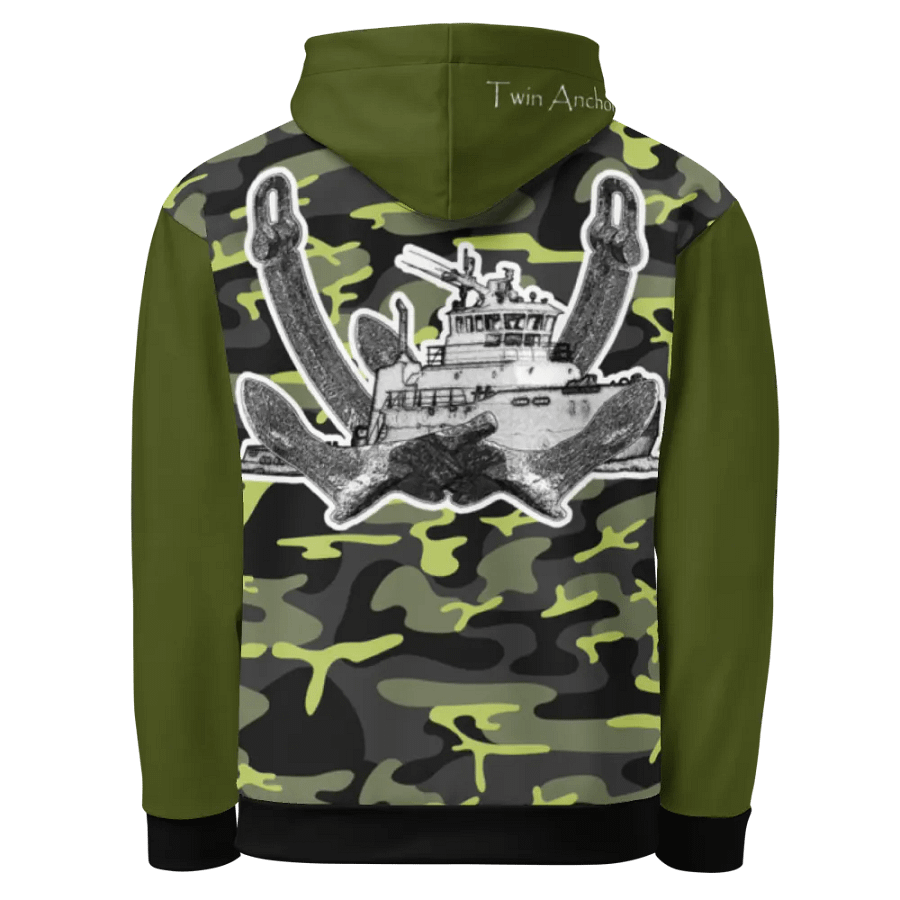 Green & Camouflage Twin Anchor Titan tug Hoodie product image (1)