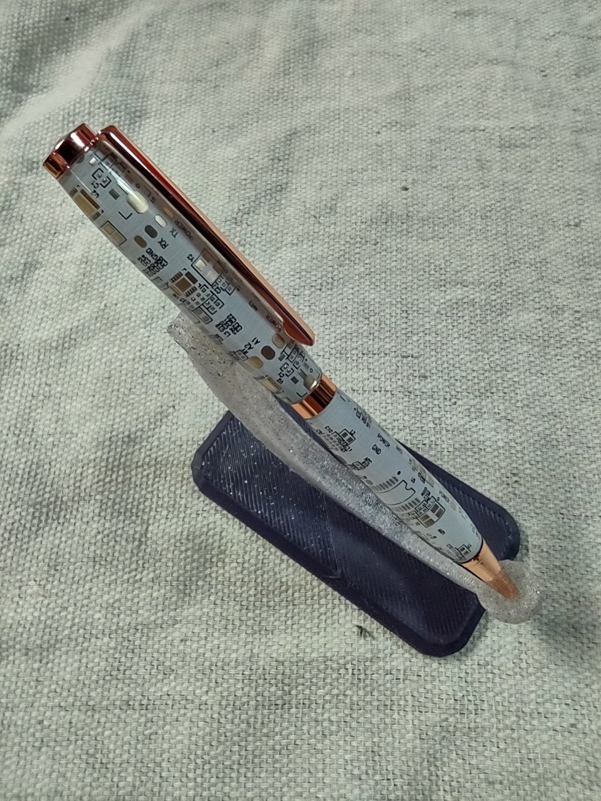 White Circuitry Slimline Pen with Copper Accents - RBSLCIR001 product image (1)