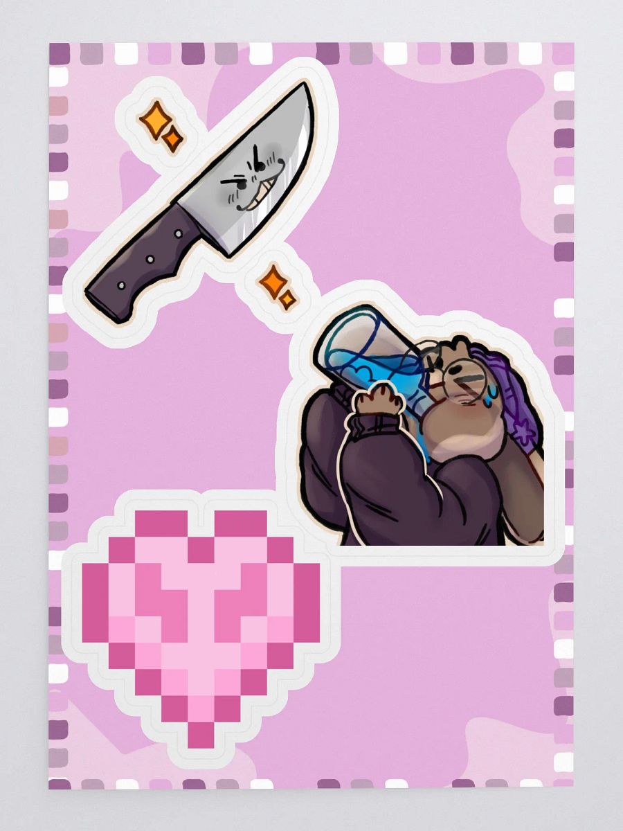 Flammtastic Sticker Sheet 5 (Knife, Hydrate, Hardcore Heart) product image (3)