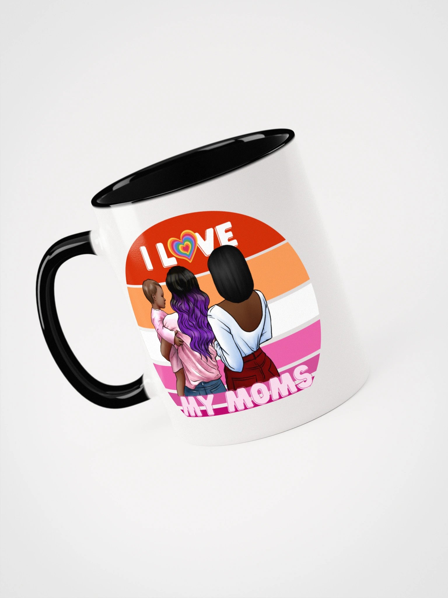 LGBTQ Family Design with Two Moms and Child Ceramic Mug with Color product image (9)