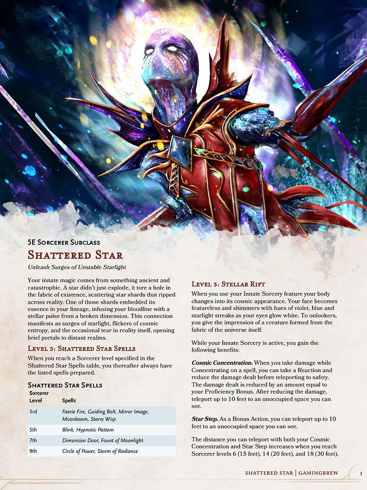 Shattered Star | 5E 24 Sorcerer Subclass product image (2)