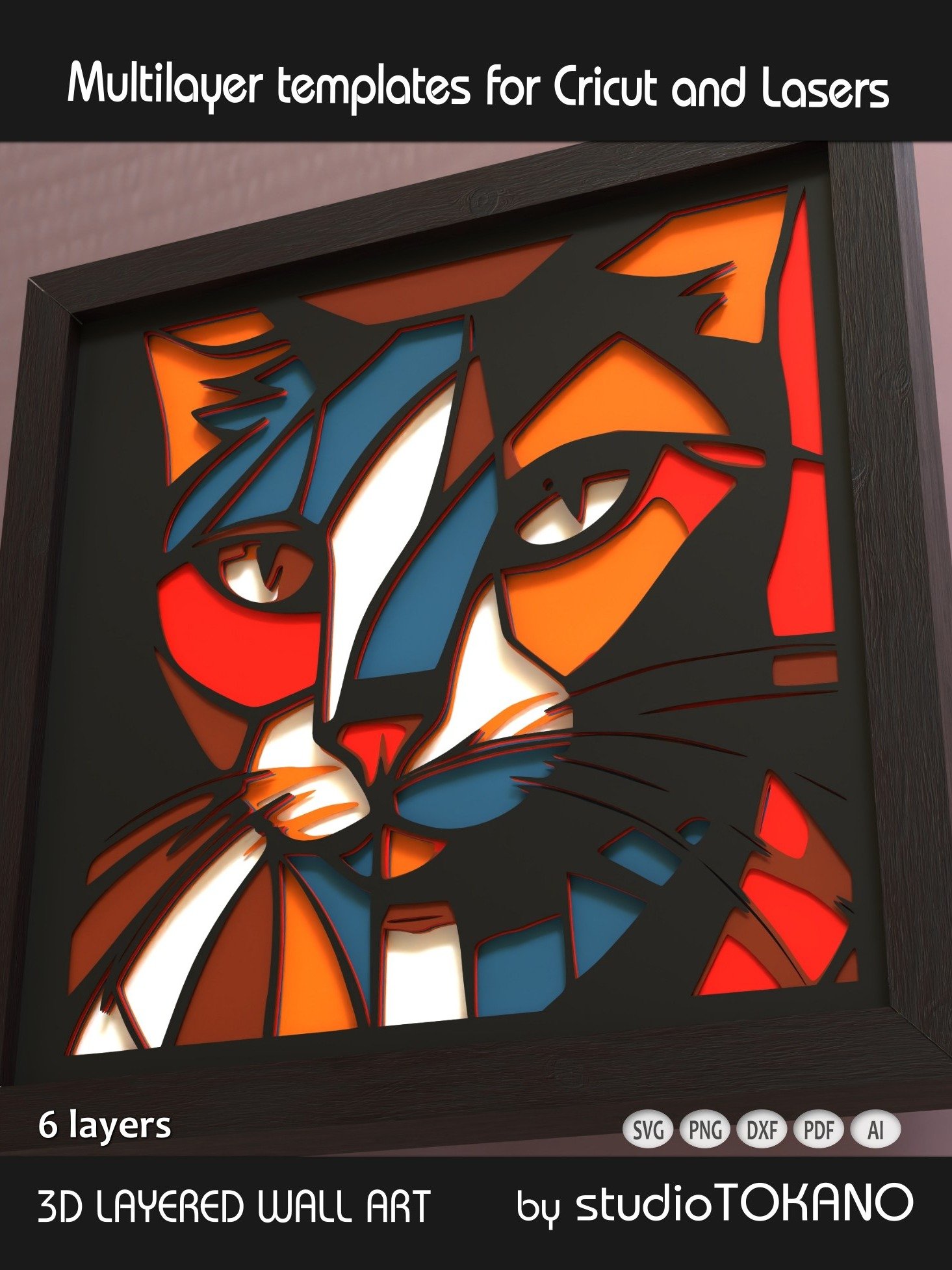 Picasso Cat 3D Mandala Template product image (6)