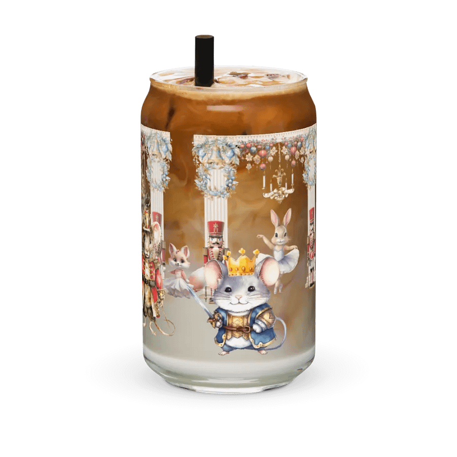The Enchanted Nutcracker Ballet Glass Can Tumbler | 16oz BPA-Free Sipper with Bamboo Lid & Straw | Ballet-Themed Christmas Drinkware product image (12)