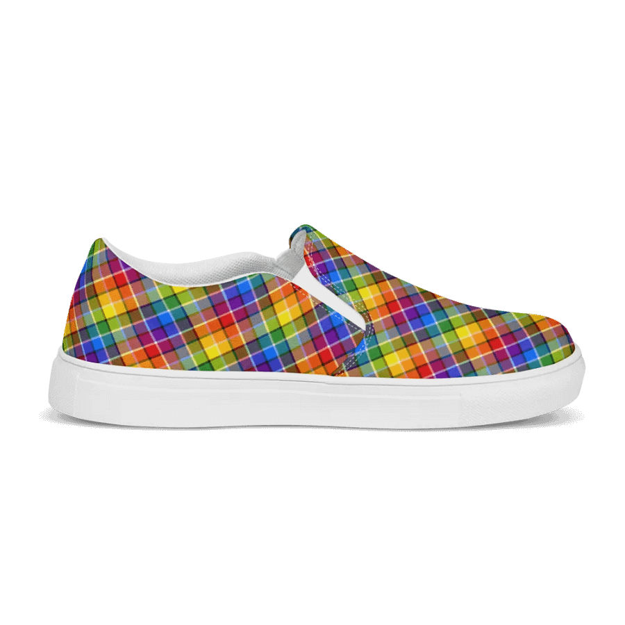 Bright Rainbow Plaid Women's Slip-On Shoes product image (5)
