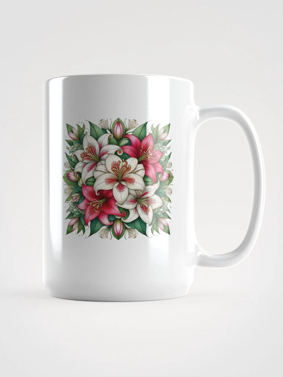 Symmetrical Lily Bliss Mug | AI Design flower product image (1)