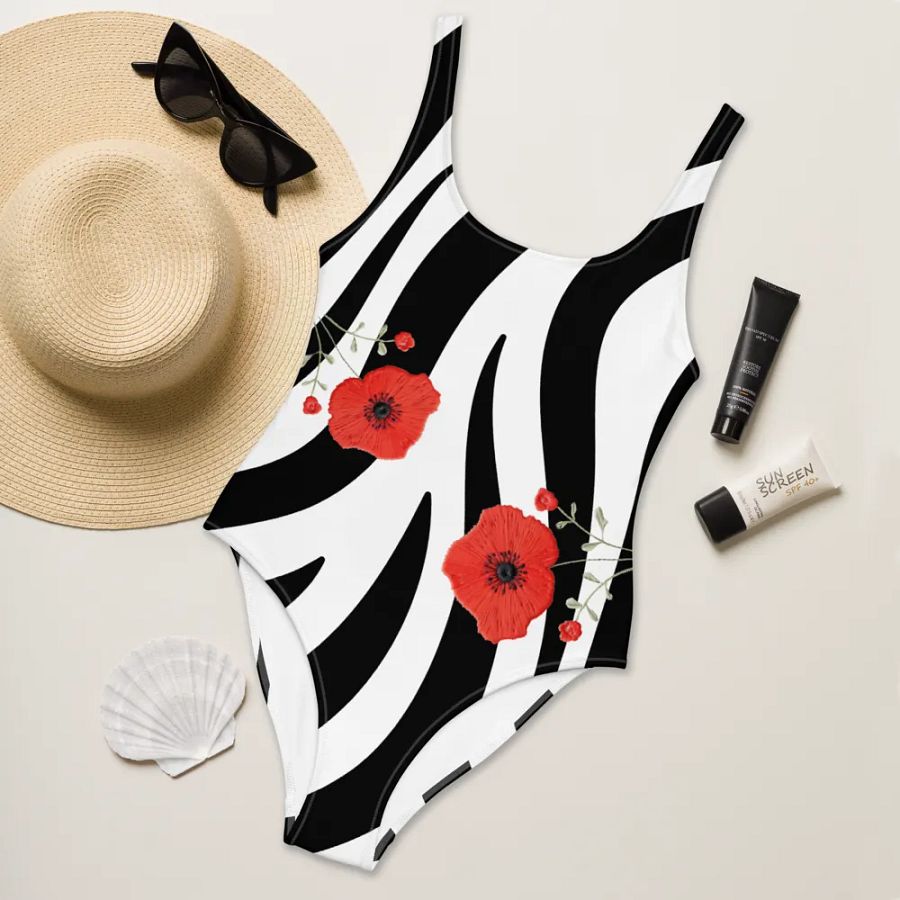 Zebra Blooms One-Piece Swimsuit product image (11)