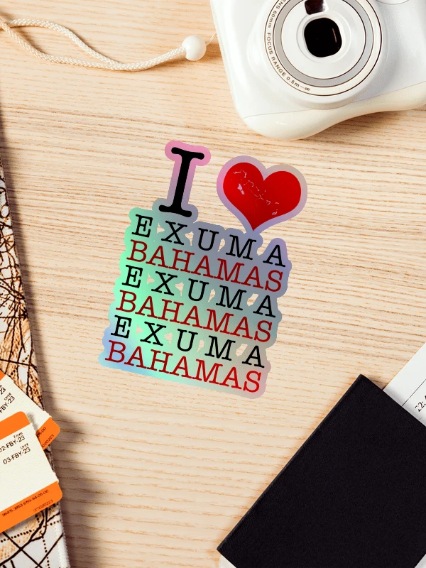 Bahamas Sticker Holographic : I Love Exuma Bahamas : Heart Bahamas Map product image (1)