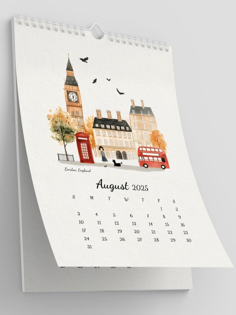 2025 Calendar | Minimal Watercolor Calendar For Travel Lovers | Wall Art | Minimal Digital Art | City Illustration | Home Decor | Gift Idea product image (8)