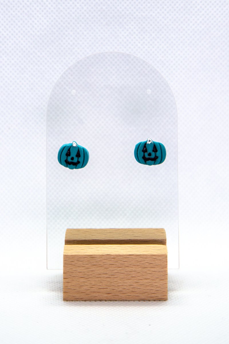 Teal Jack'o'lantern Studs product image (2)