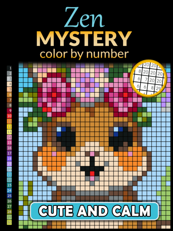 Zen Mystery Color by Number: Cute and Calm | Mystery Mosaics Coloring Book for Anyone Practicing Happy product image (1)