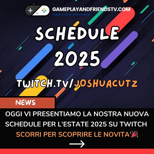 🚨 NUOVA SCHEDULE, NUOVO INZIO! 🎮🔥
La Community di JoshuaCutz si fa più grande e le live diventano ancora più EPICHE! 💥
Se ti ...