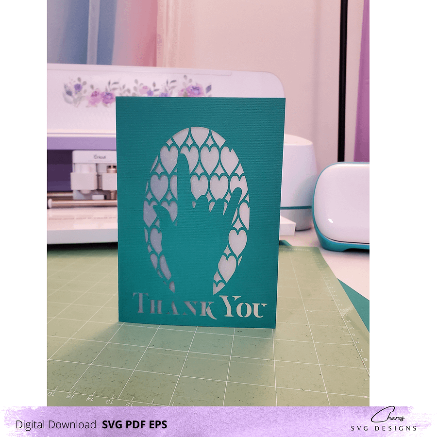 I Love You in ASL Thank You Card SVG | Sign Language Card Template | Free Envelope product image (2)