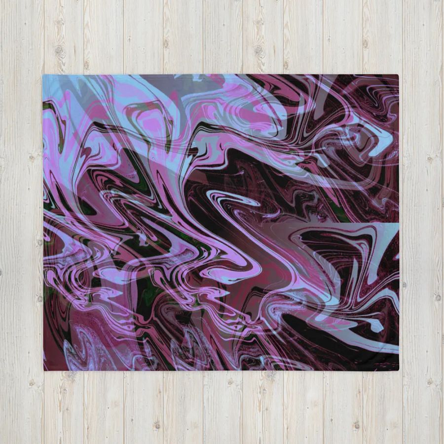 Pink, Black and Blue Swarm Pattern Urban Design Throw Blanket product image (16)