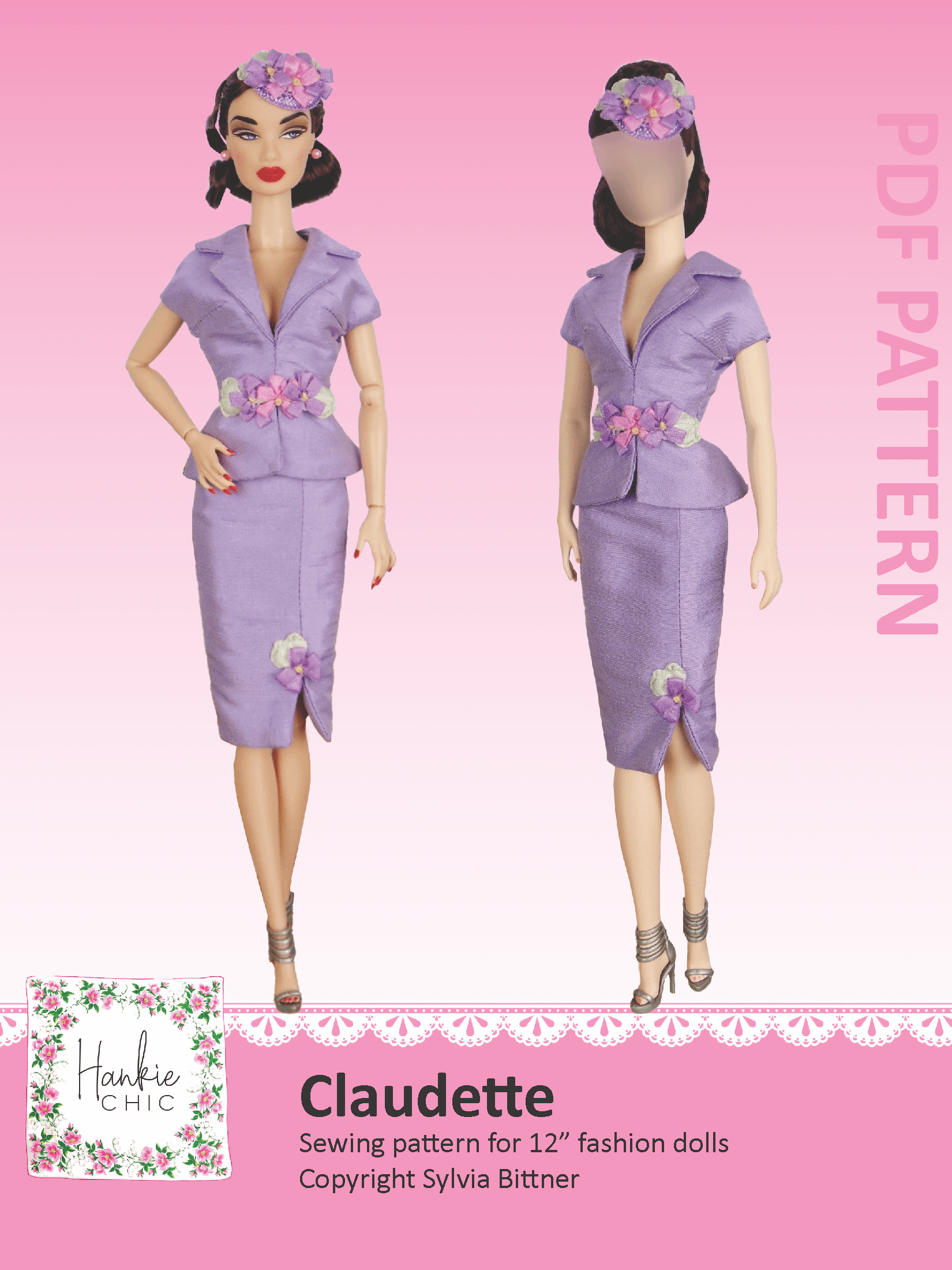 Claudette sewing pattern for 12" fashion dolls product image (1)