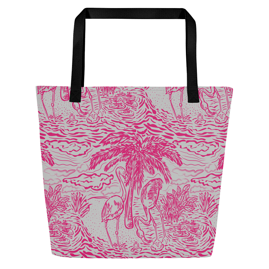 Flamingo Fancy Toile Tote Bag | Pink on Grey | by Monique Faella Designs™ product image (7)