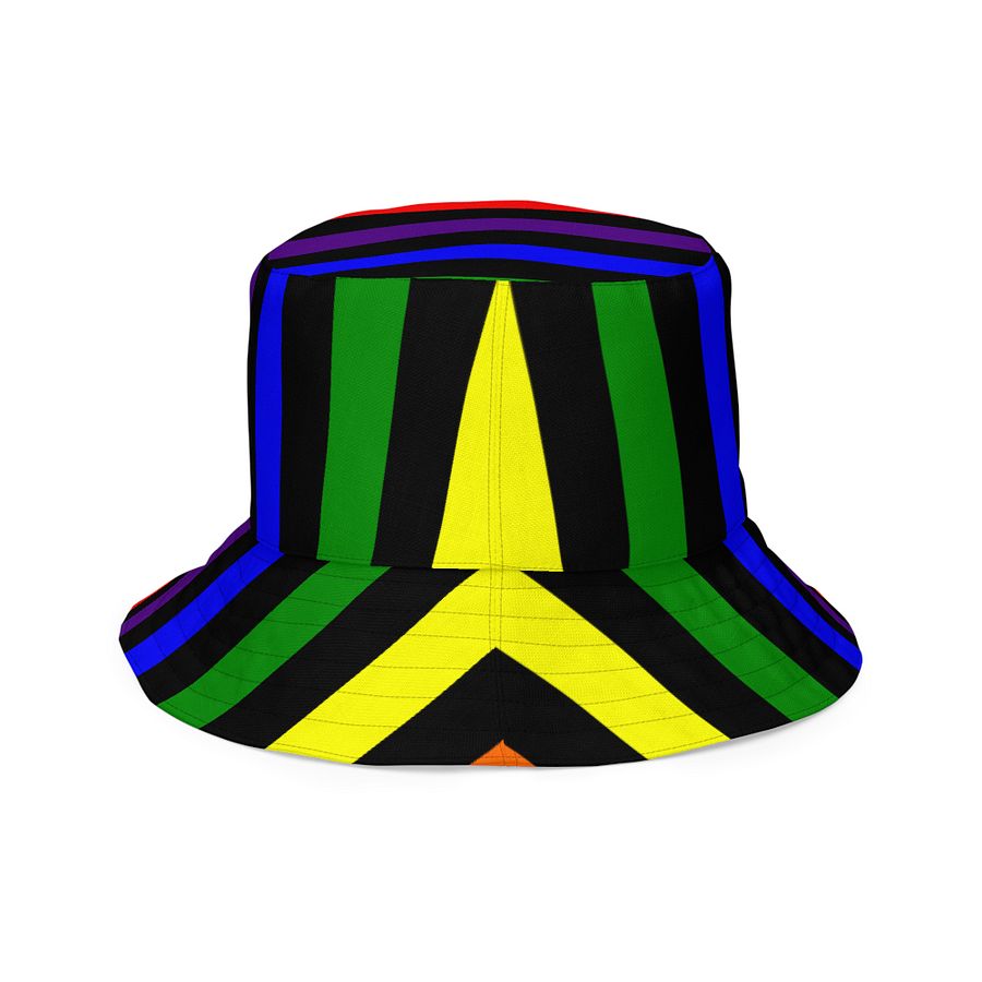 Rainbow Reversible Bucket Hat, Queer Pride Stripes and Psychedelic Spirals Accessory product image (8)