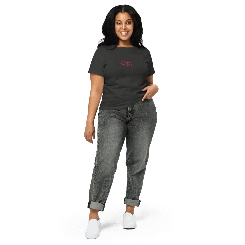 Bubbly and a B*tch (pink) embroidered waist length t-shirt product image (23)